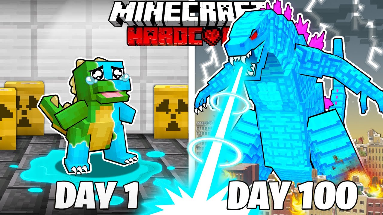 I Survived 100 Days as DIAMOND GODZILLA in HARDCORE Minecraft