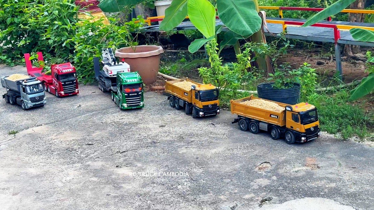 RC TRUCK Action Transporting sand Drive On Way Studio By Rc Huina 770 Scania Huina 1536 Huina 1501
