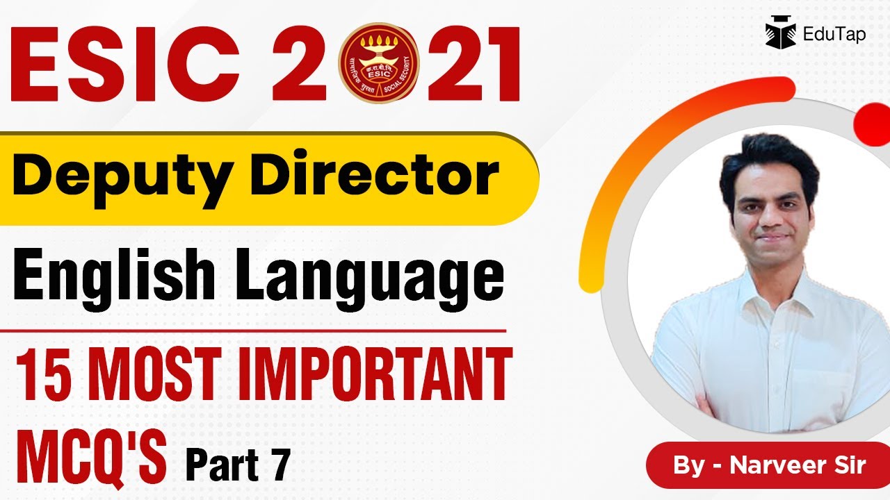 15 Most Important MCQ's of English Language Part - 7 | ESIC Deputy Director 2021