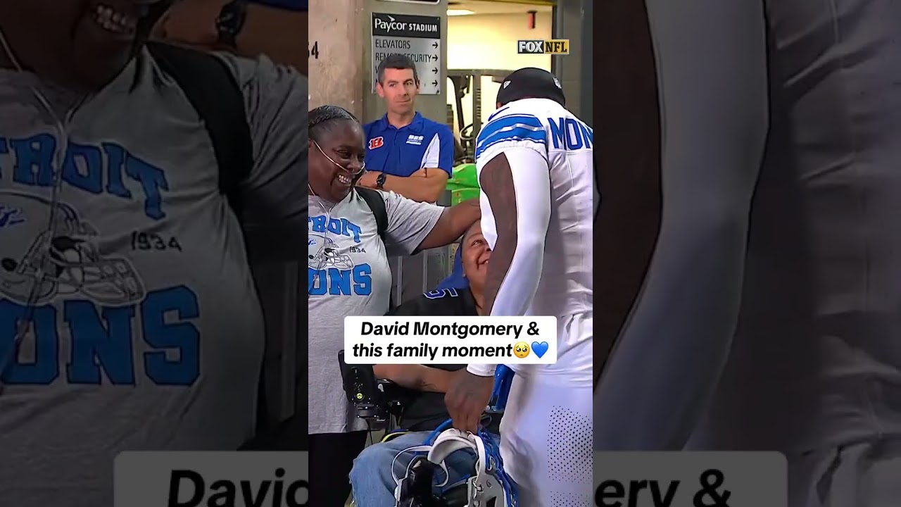 She finally got to see her brother play again 🥺💙 #nfl #lions #davidmontgomery