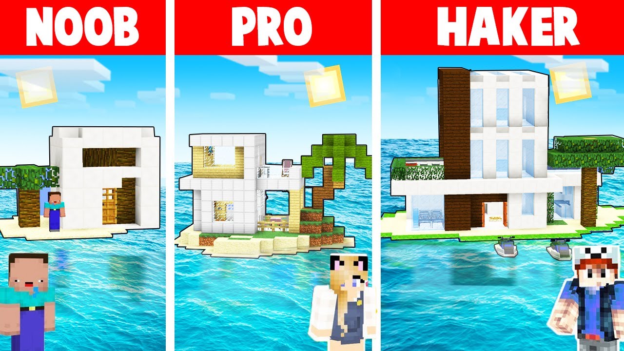 MINECRAFT - NOWOCZESNY DOM NA TROPIKALNEJ WYSPIE | NOOB vs PRO vs HAKER | Vito vs Bella