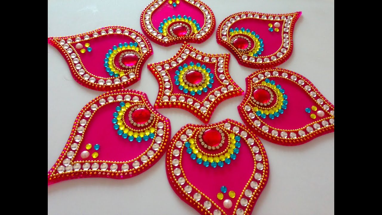 How to make acrylic rangoli | DIY kundan rangoli |diwali decoration ideas Beads art\vineeta mishra