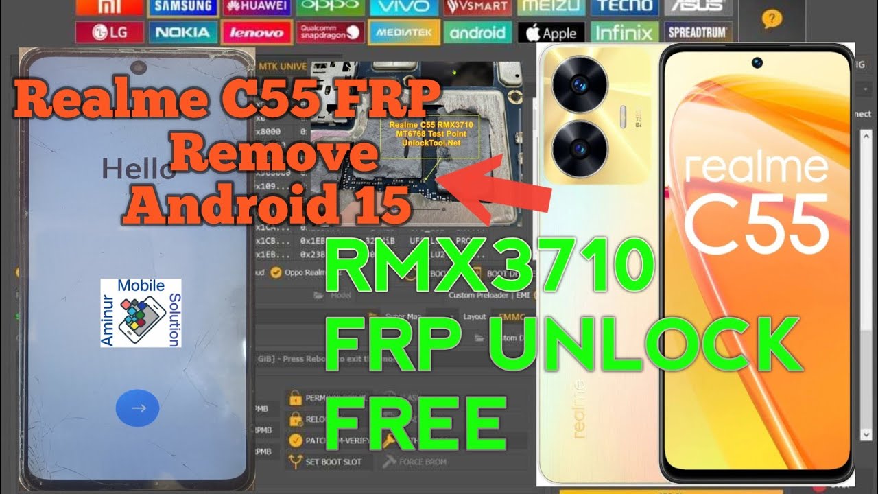 Realme C55 RMX3710 FRP Bypass! Android 15 Unlock Tool New Security! Aminur Mobile Solution.