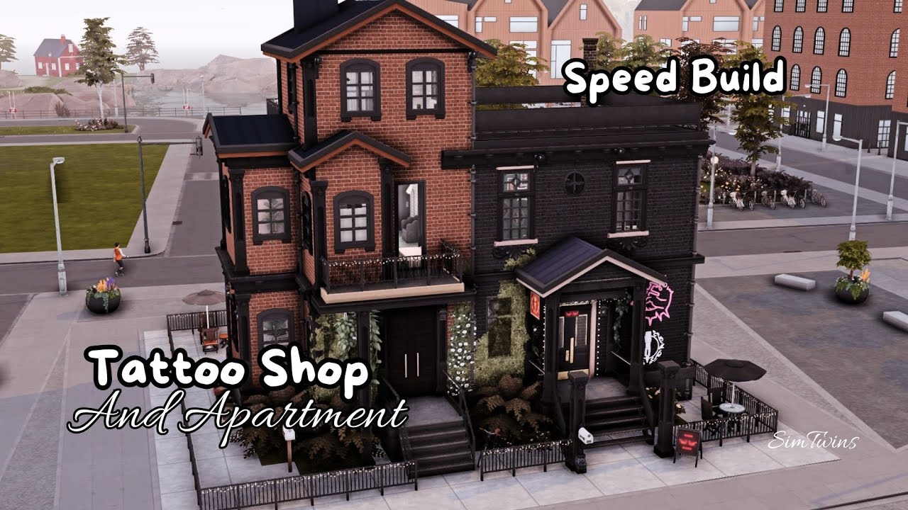 Tattoo Shop and Apartment | Businesses and Hobbies | Sims 4 Speed Build | NO CC |