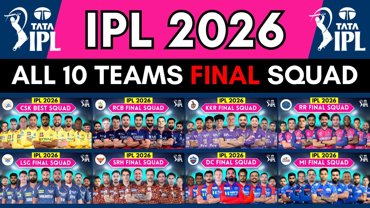 IPL 2026 - All Teams Final Squad | IPL Team 2026 Players List | RCB,CSK,MI,DC,PBKS,KKR,GT,SRH,RR,LSG
