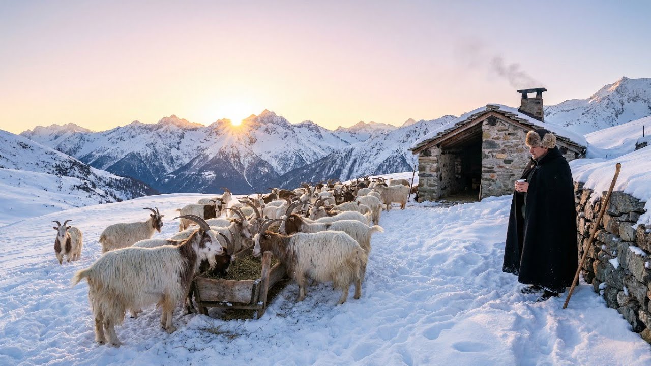 Herding Goats in the Himalayan Winter | Full Cinematic Journey from Snow Basin to Mountain Shelter