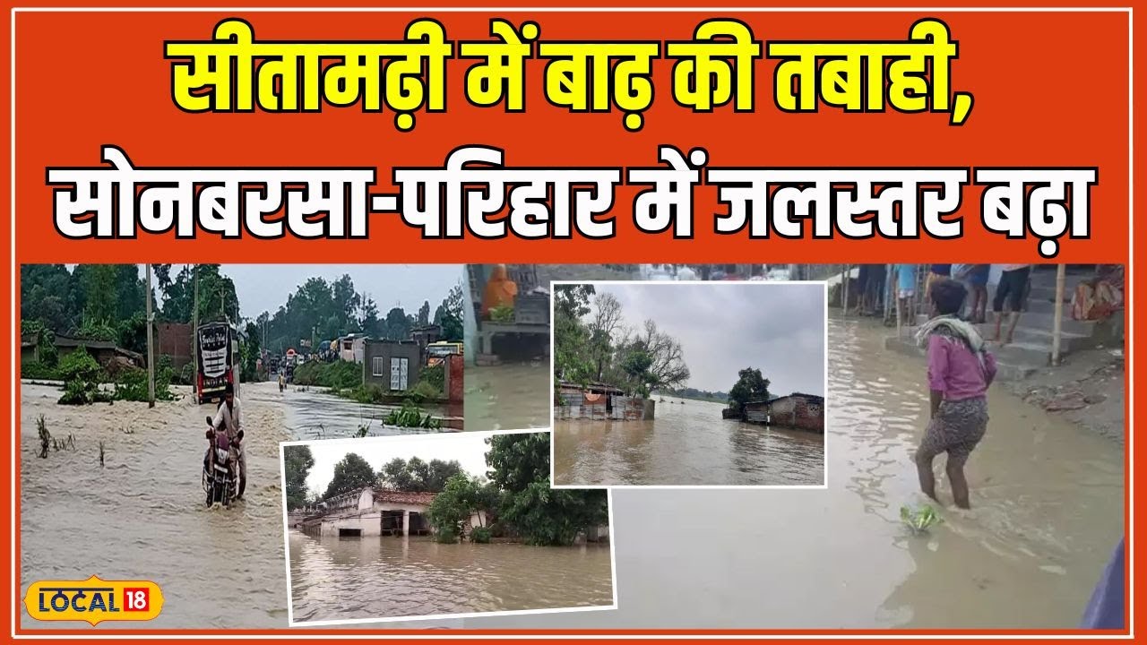 Bihar Flood: बिहार में हरदी नदी उफनाई, Sitamarhi के कई गांवों में घुसा बाढ़ का पानी #local18