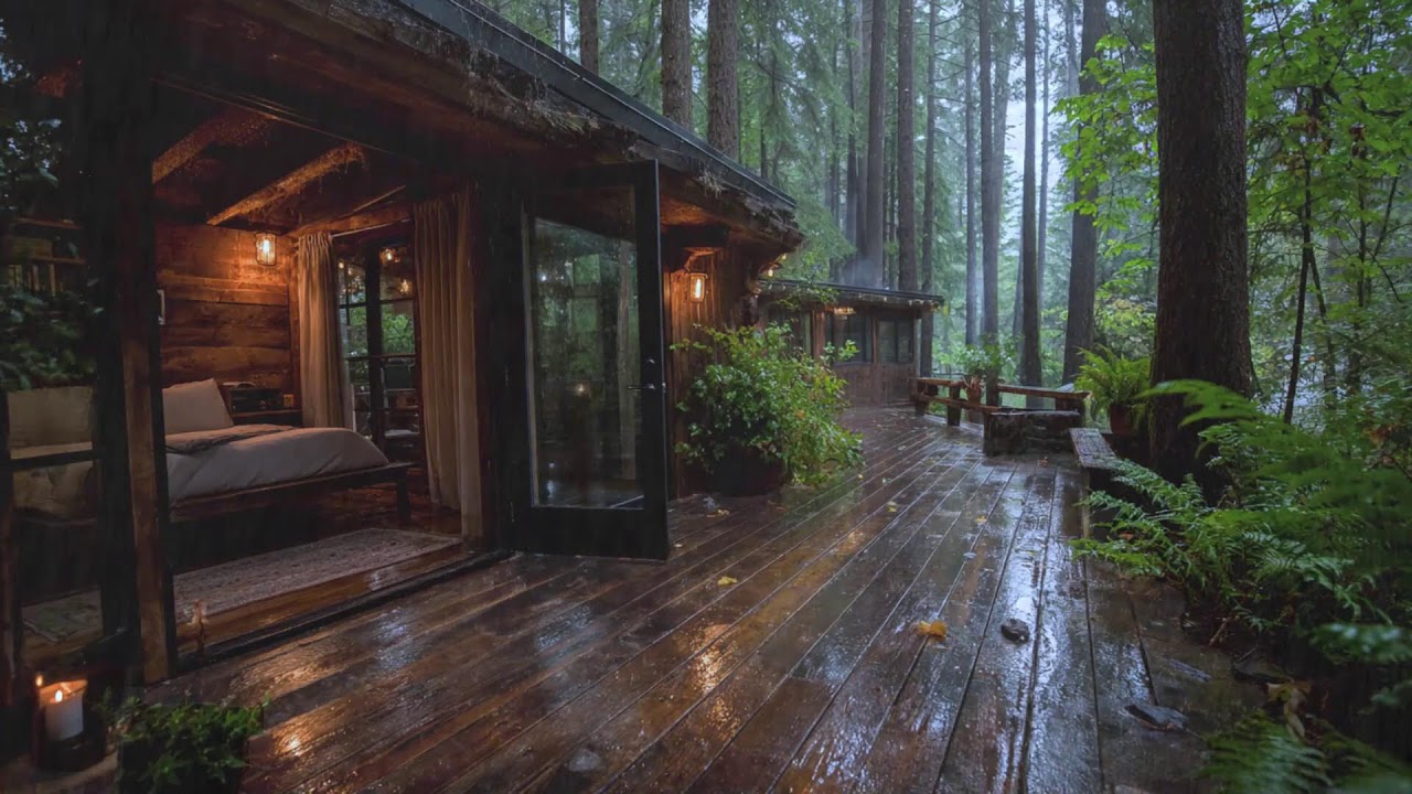 Peaceful Rain Sounds at a Cozy Wooden Cabin | Sleep Instantly & Reduce Anxiety