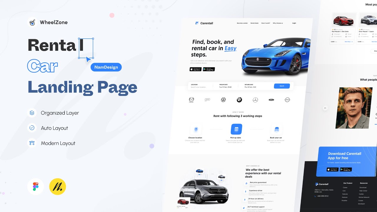Design Landing Page Rent Car in Figma - UI Speed Design | Week - 15
