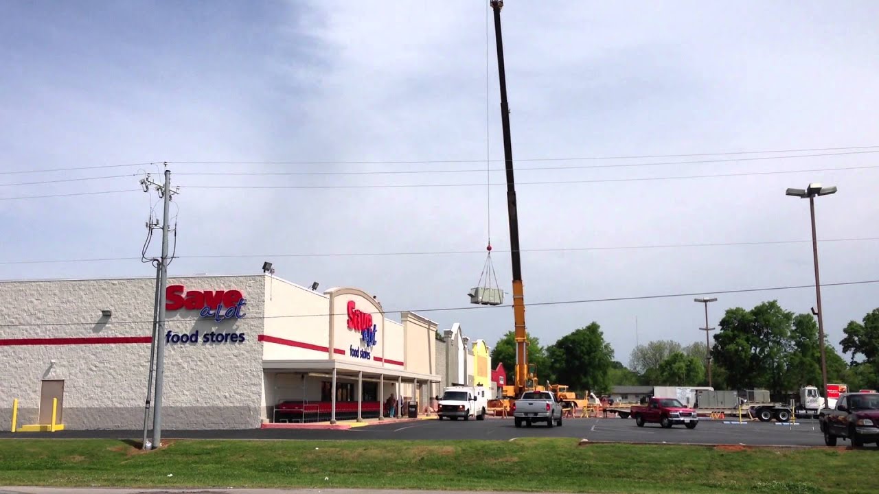 Crane Lifting HVAC Unit