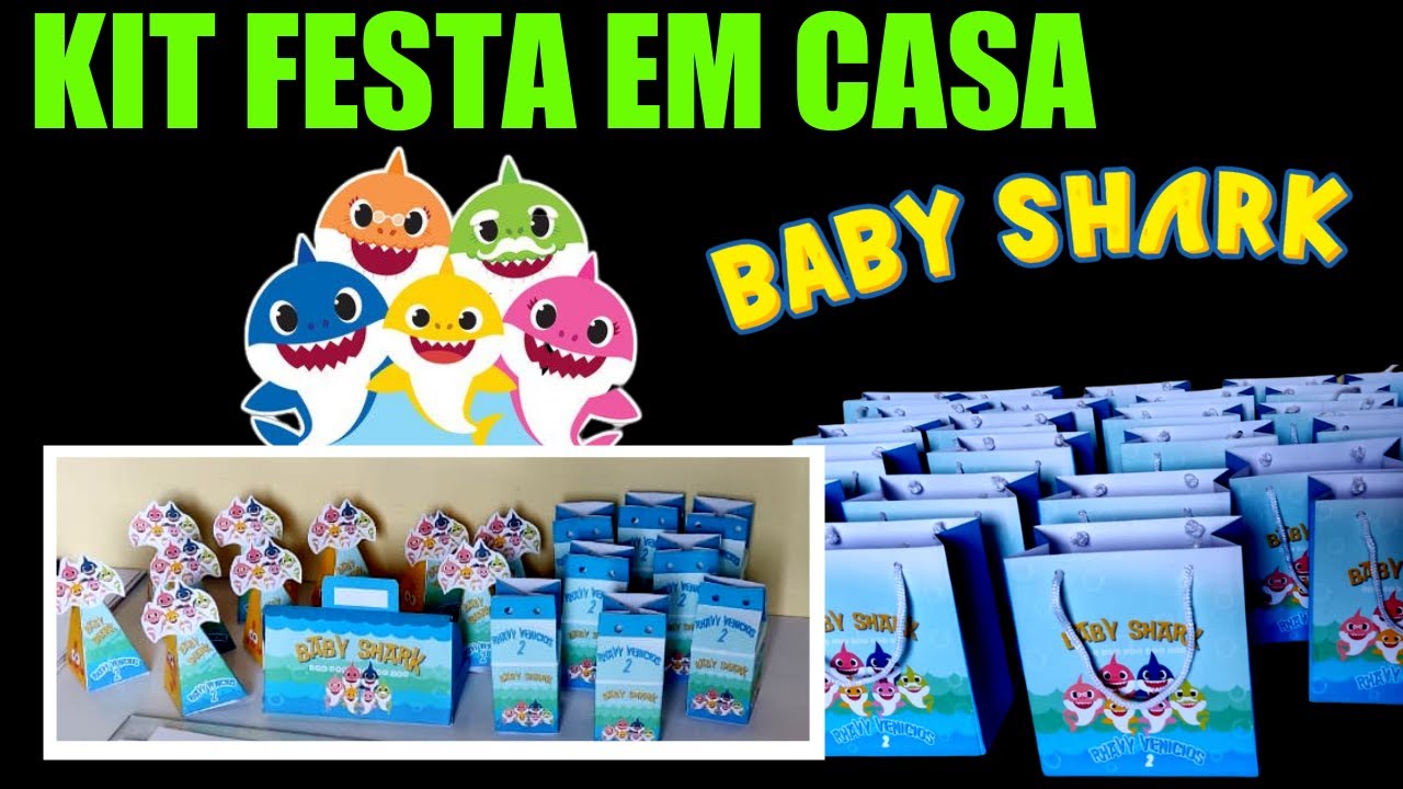 KIT FESTA BABY SHARK / Como fazer caixinha maleta, sacolinhas e mimos