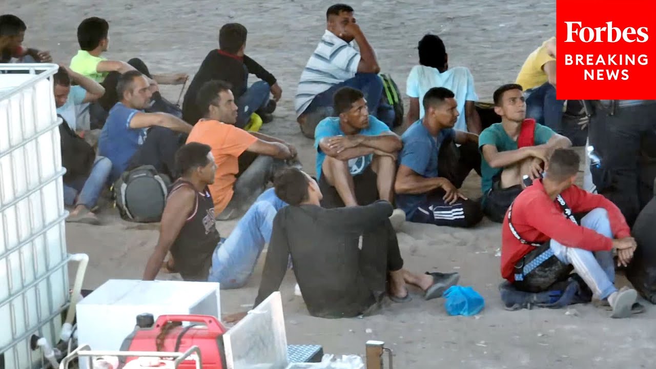 Footage Emerges Of Migrants Waiting To Be Processed In Eagle Pass, Texas
