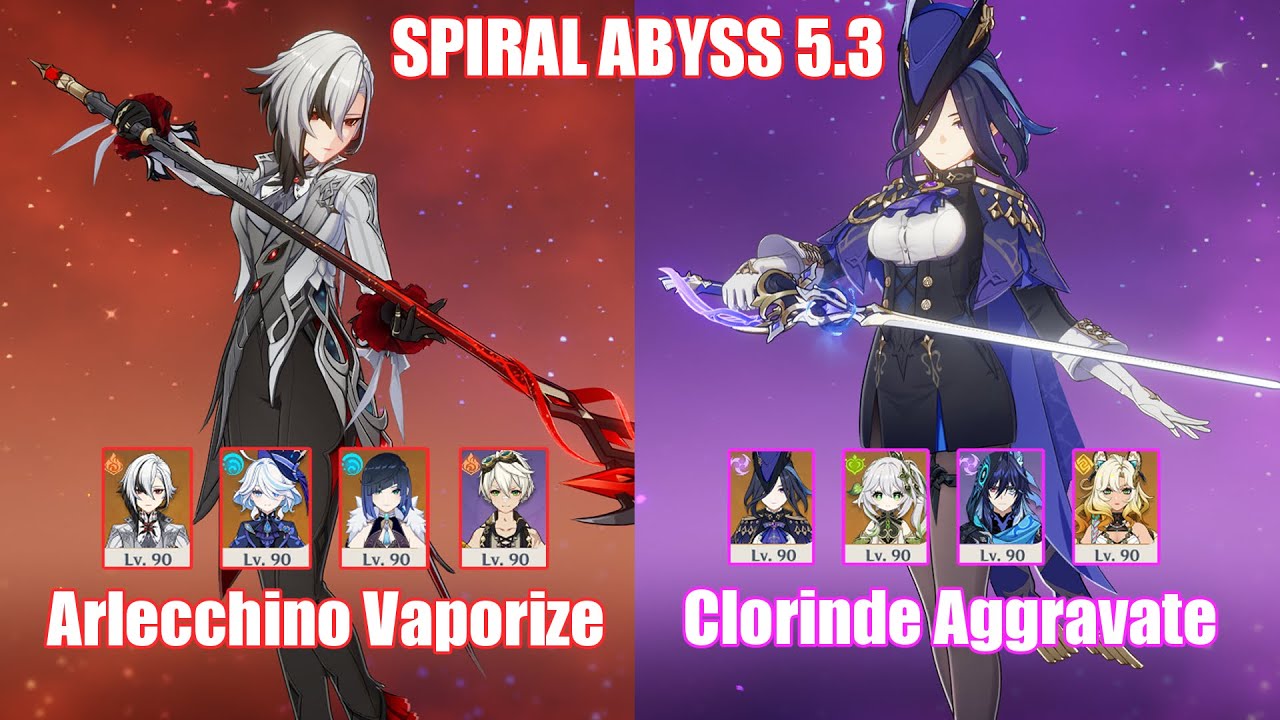 C0 Arlecchino Vaporize & C0 Clorinde Aggravate | Spiral Abyss 5.3 | Genshin Impact