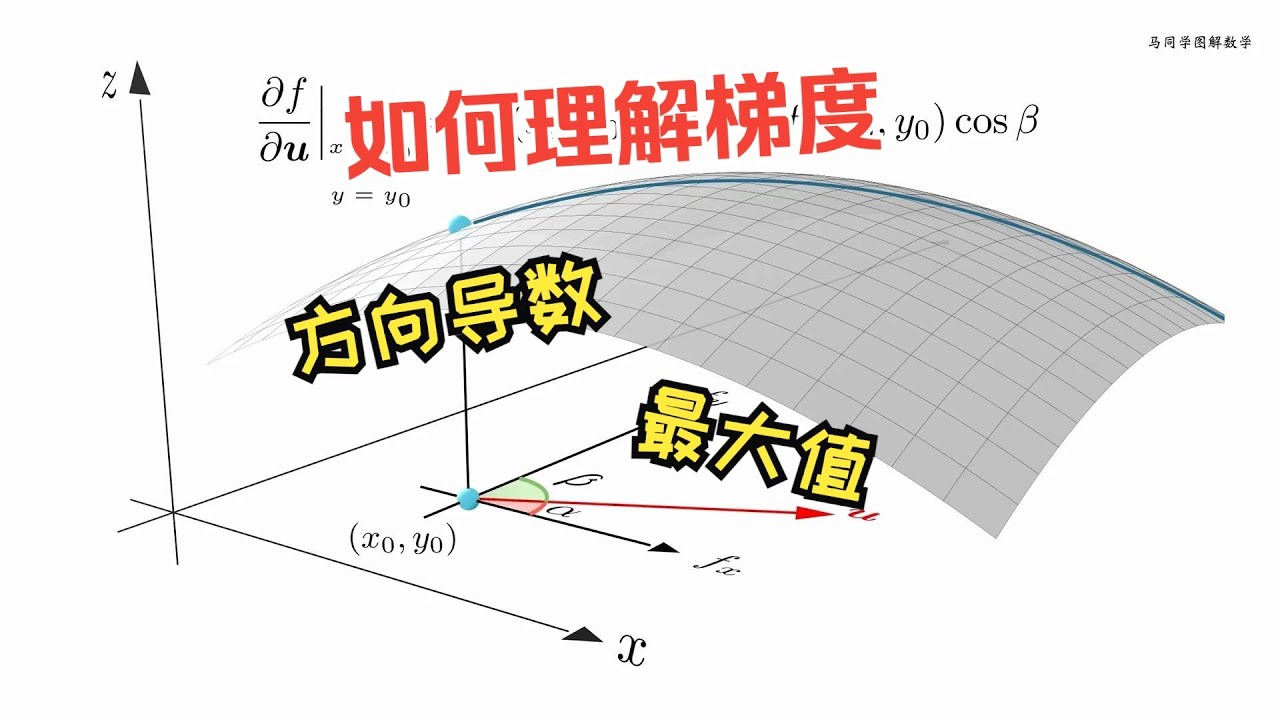 如何理解梯度（方向导数的最大值）｜数学｜微积分｜高等数学｜马同学图解数学