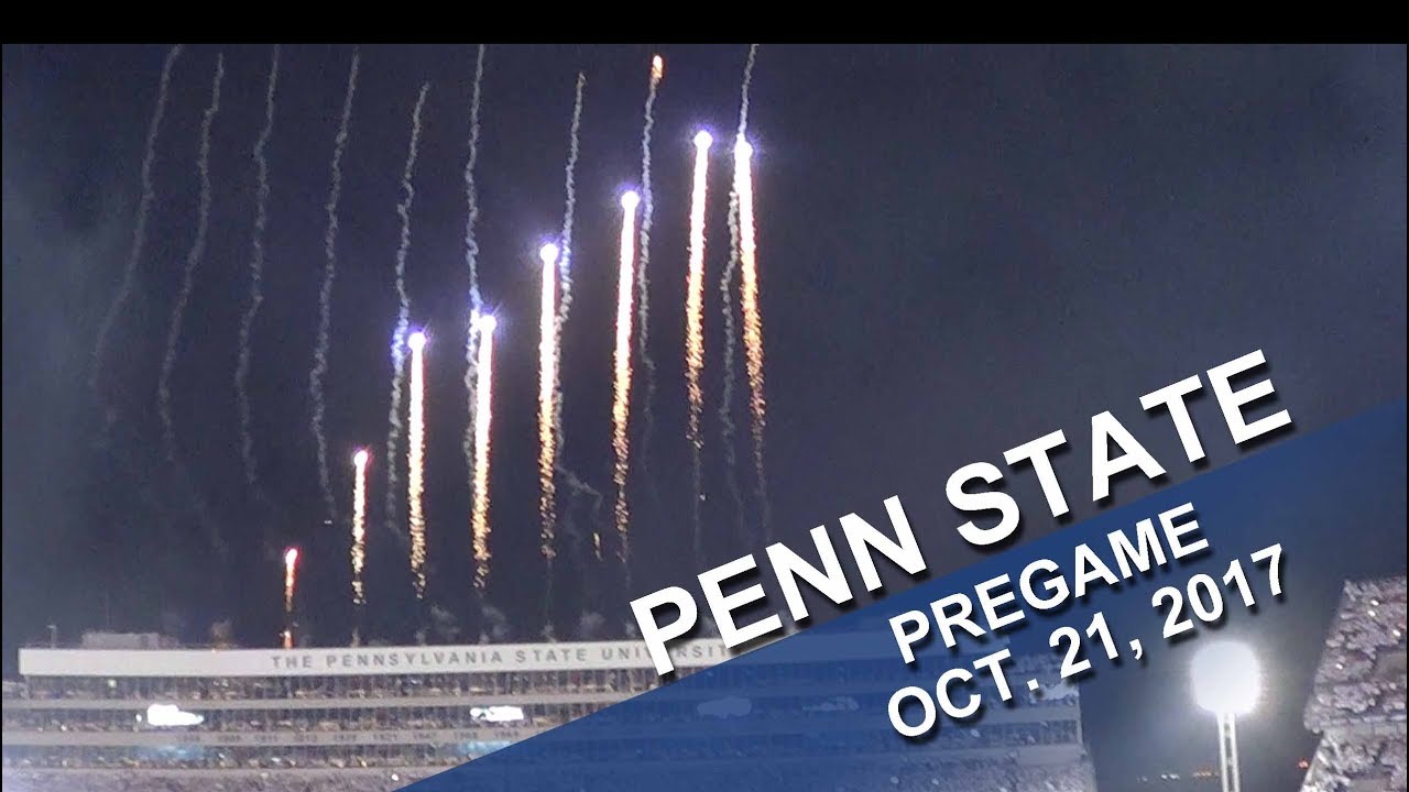 Penn State Blue Band Whiteout Pregame Show - with fireworks.  Oct.  21, 2017.