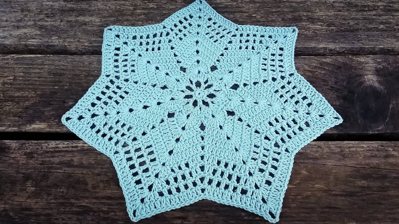 Easy Crochet 7 Point Star Doily Part 1 Round 1 - 7