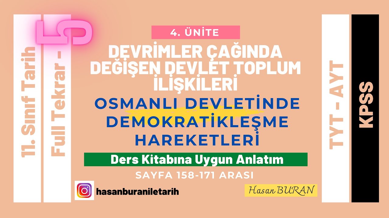 11. Sınıf Tarih 4. Ünite Full Tekrar 5 OSMANLI DEVLETİNDE DEMOKRATİKLEŞME HAREKETLERİ TYT, AYT, KPSS