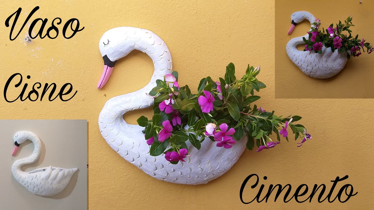 DIY VASO DE CIMENTO  EM FORMATO DE CISNE PASSO A PASSO
