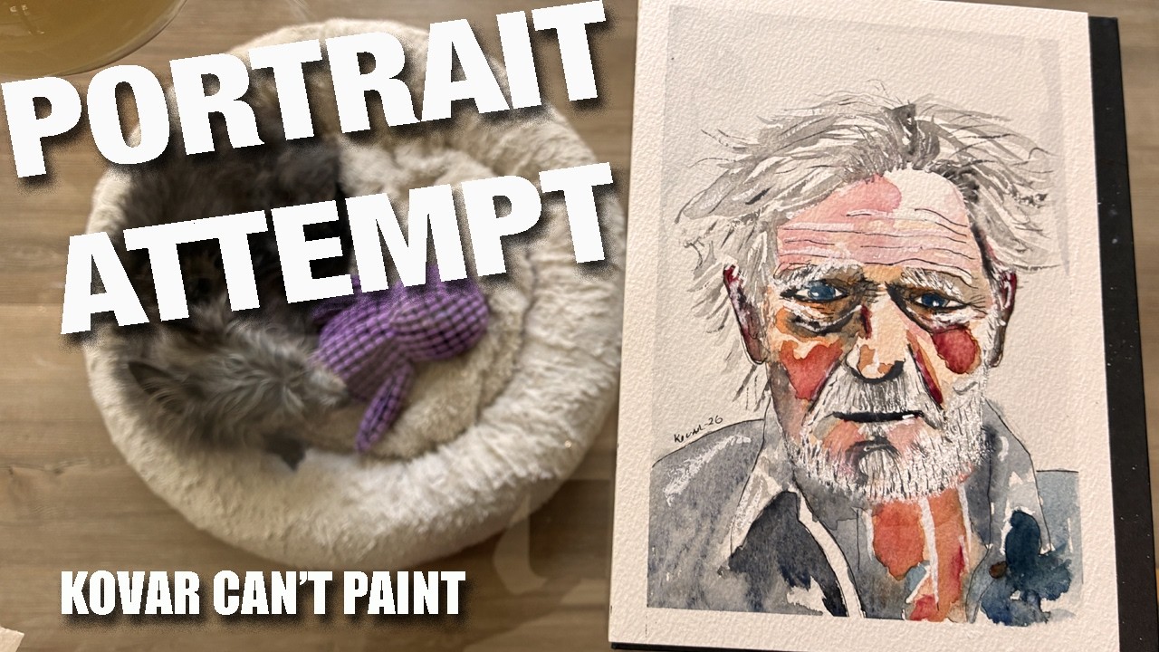 #37 Beginner Watercolor Portrait Painting | Ink & Gouache | Is It Hangable?