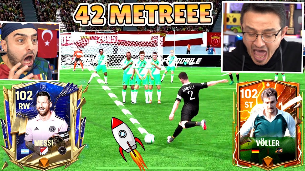 102 MESSİ 42 METRE FRİKİK GOL REKOR ! DAYI 102 VÖLLER 😱 KAPIŞMA EA FC MOBİLE 24 !