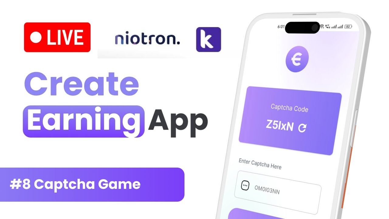 #8 Captcha Game || Create Own Earning App Without Coding || Earning App Niotron