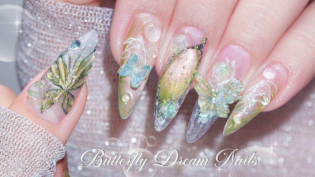 Nail ASMR 🦋🍃 Butterfly Dream Nails | Nail Extension | Self Nails | Spring Nails
