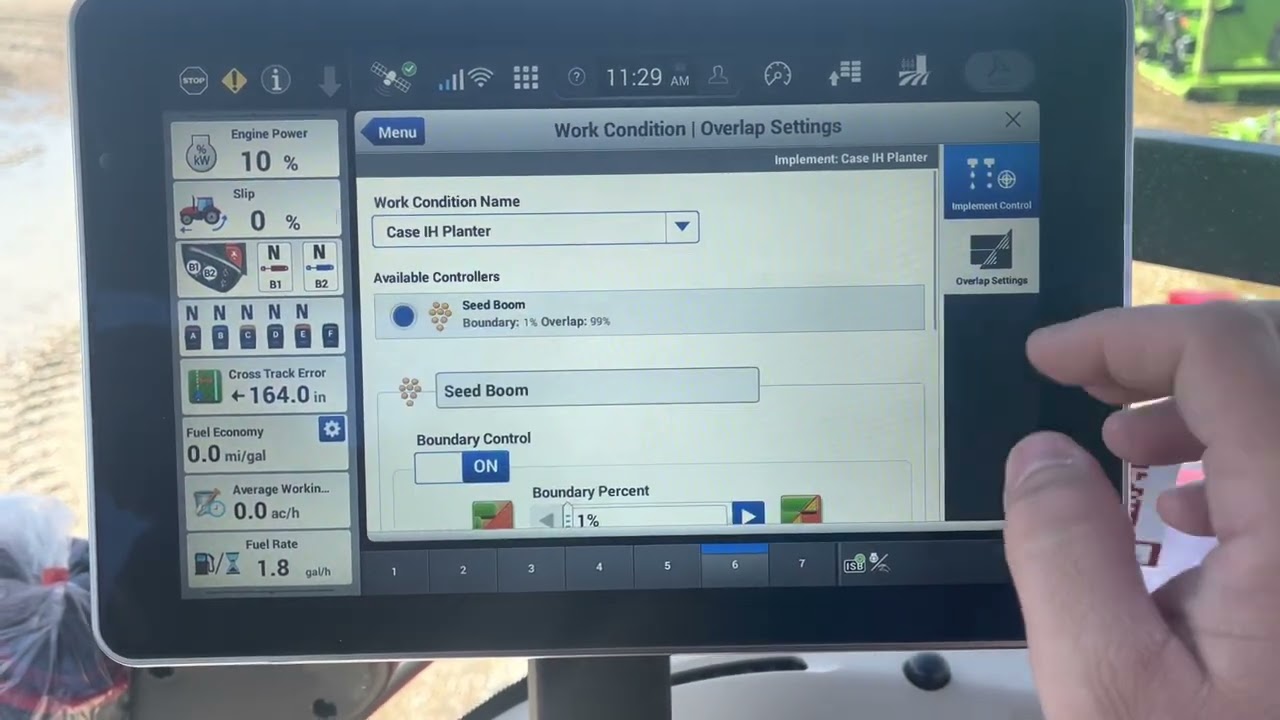 Pro 1200 Caseih Overlap Control settings