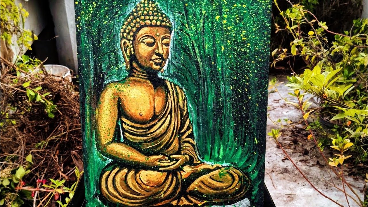 Peaceful healing positive art of LORD BUDDHA |ARKAJIT |ACRYLIC| MEDITATION INTO THE GREEN 