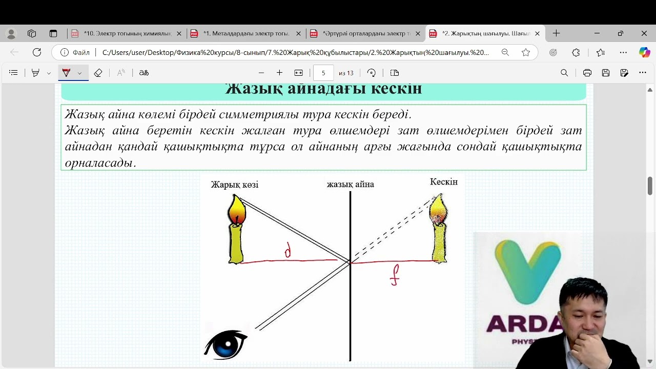 Жарықтың шағылуы. Шағылу заңдары. Жазық айналар