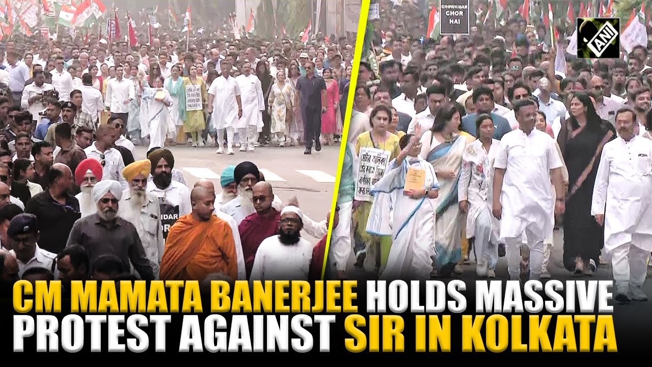 WB CM Mamata Banerjee, Abhishek Banerjee lead massive protest against SIR in Kolkata