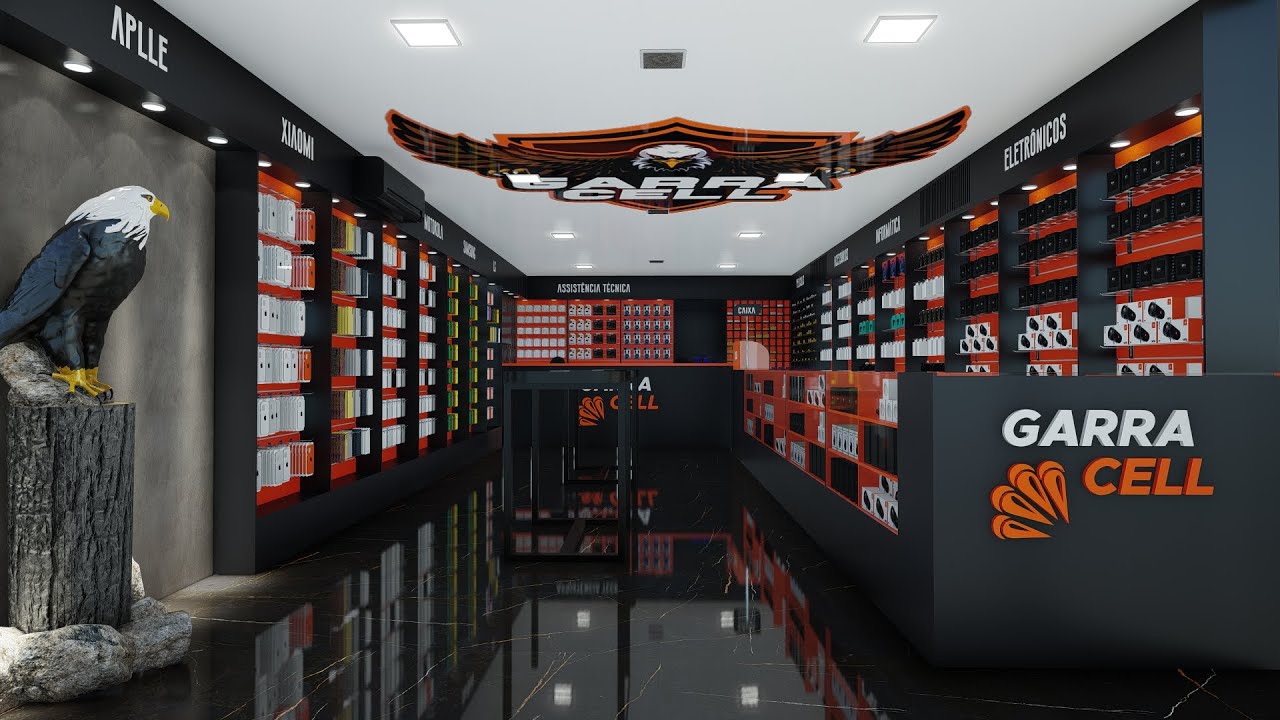 Design 3d criado para loja de celular e acessórios Garra Cell