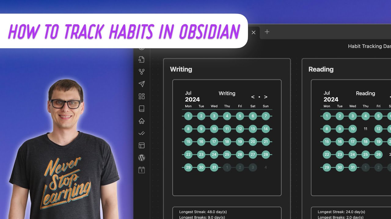 How to track habits in Obsidian (includes Canvas dashboard setup)