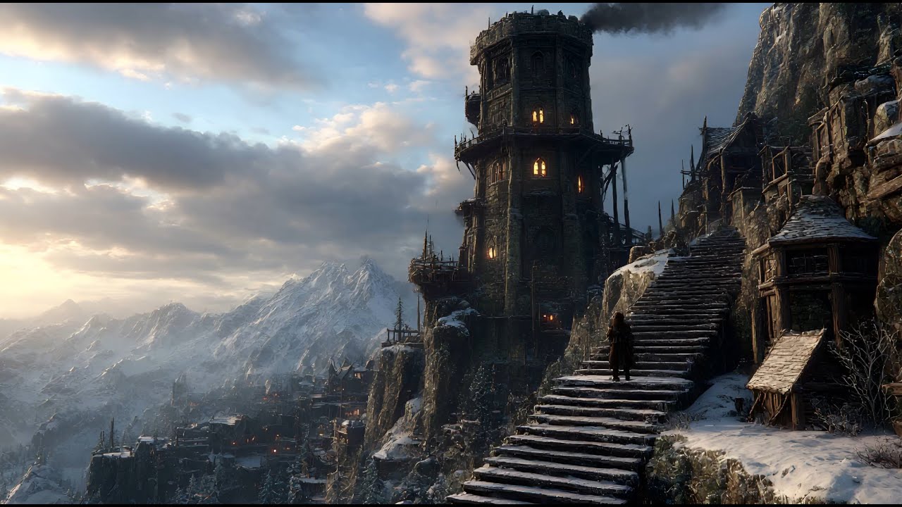 Winter Watchtower Over the Frozen Valley – Celtic Medieval Music & Mountain Ambience