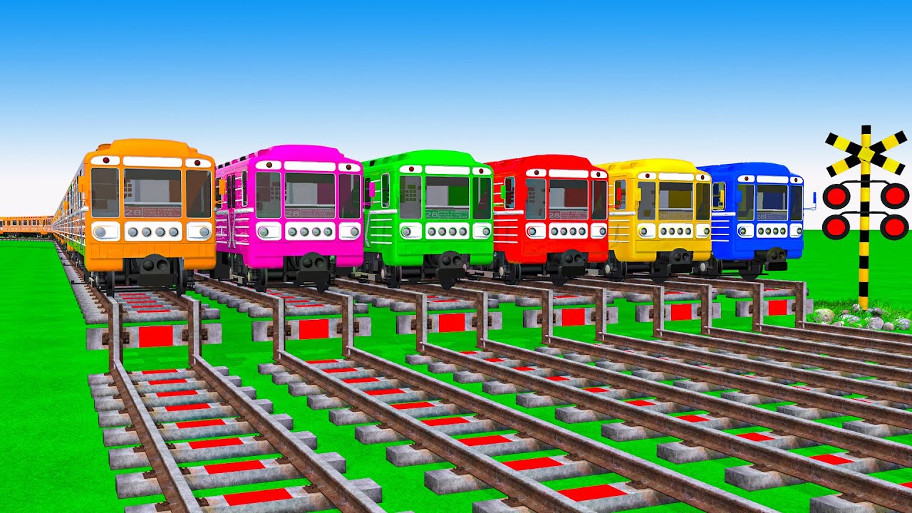 【踏切アニメ】あぶない電車【カンカン】電車 3 Trains Climbing Pynamid 2025🚍 Fumikiri 3D Railroad Crossing Animation #1