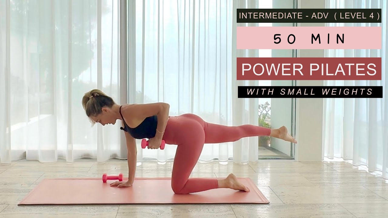 50 Min Full Body Workout 💥🔥 Intermediate - Advanced (Level 4) Pilates Inspired Workout Small Weights
