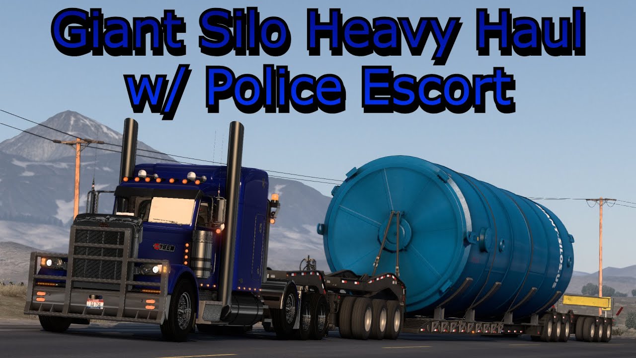 Giant Silo Heavy Haul w/ Police Escort using Viper's 389 | ATS Modded Gameplay