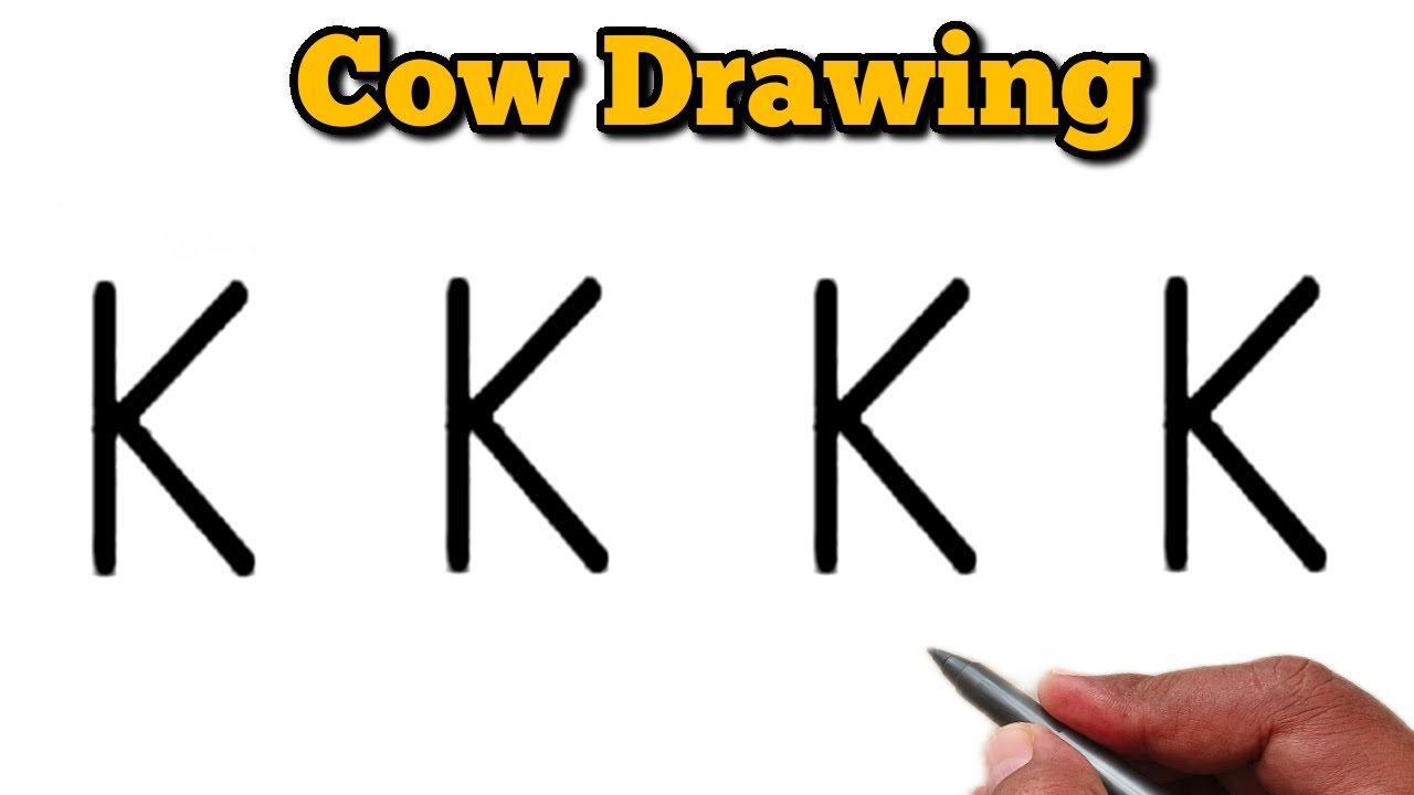 How to Draw a Cow Using Letter KKKK 🐄 | Make a Cute Cow from KKKK Letters