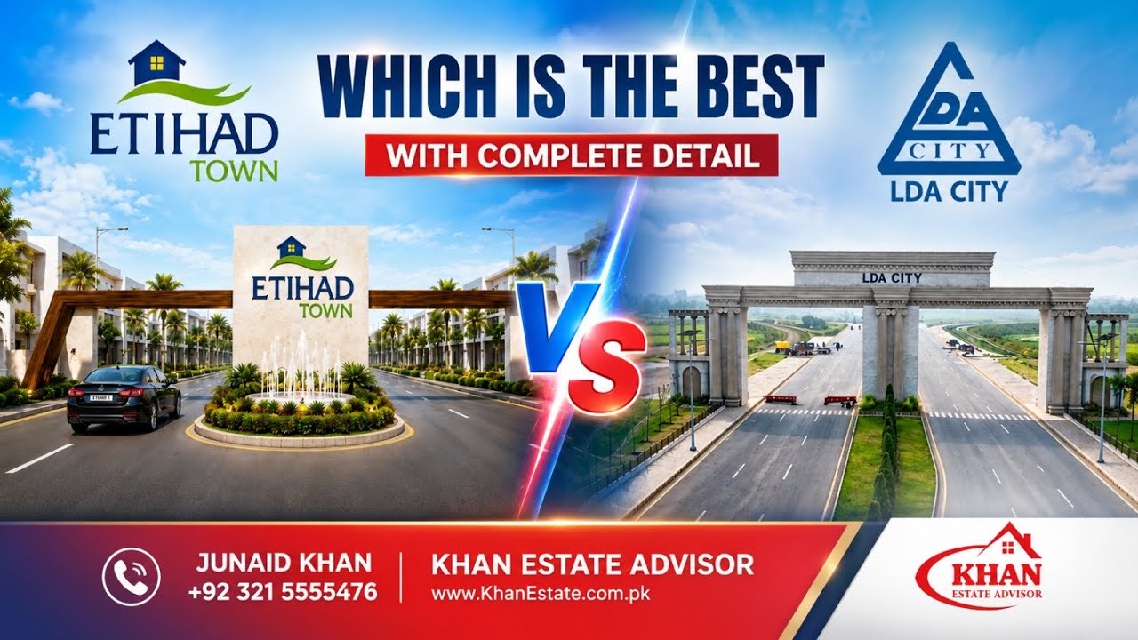 LDA City vs Etihad Town Phase 4 | Complete Comparison 2026 | Best Investment in Lahore? #khanestate