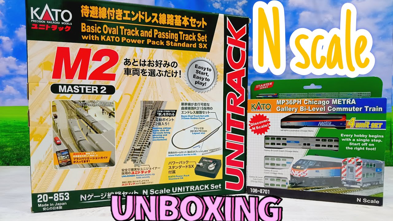 Unboxing - Kato M2 N Scale Unitrack Set (20-853) + Chicago Metra Commuter Train (106-8701) #kato