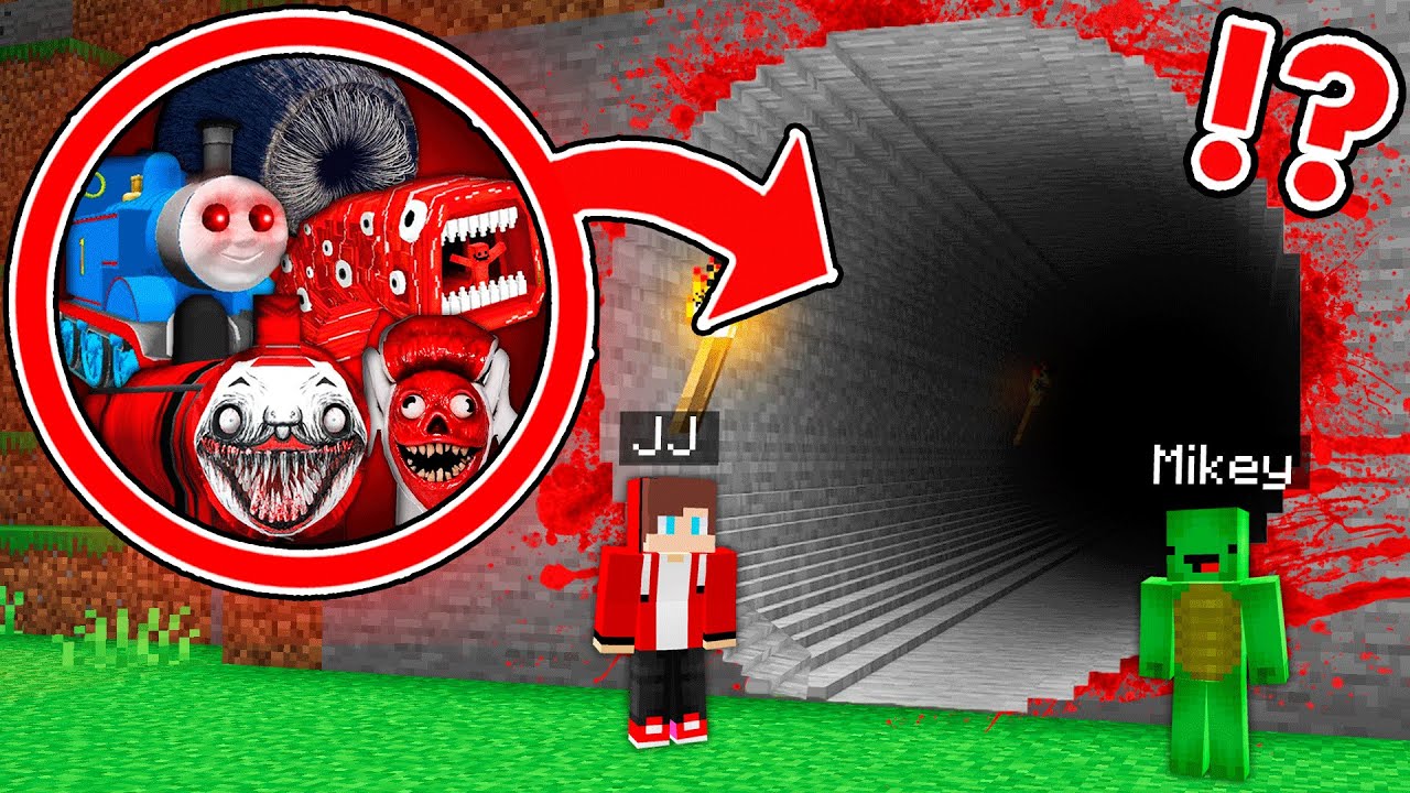 MAIZEN: JJ & Mikey Found Thomas & Choo Charles & Friends Biggest Tunnel-Minecraft Animation JJ&Mikey