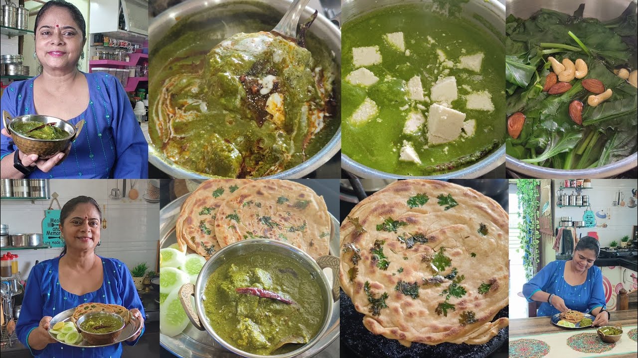 ekdum alag tarika hamesha aise banaungi bina pyaz bina tamatar +Lunch🍱 palak paneer🌺 laccha paratha