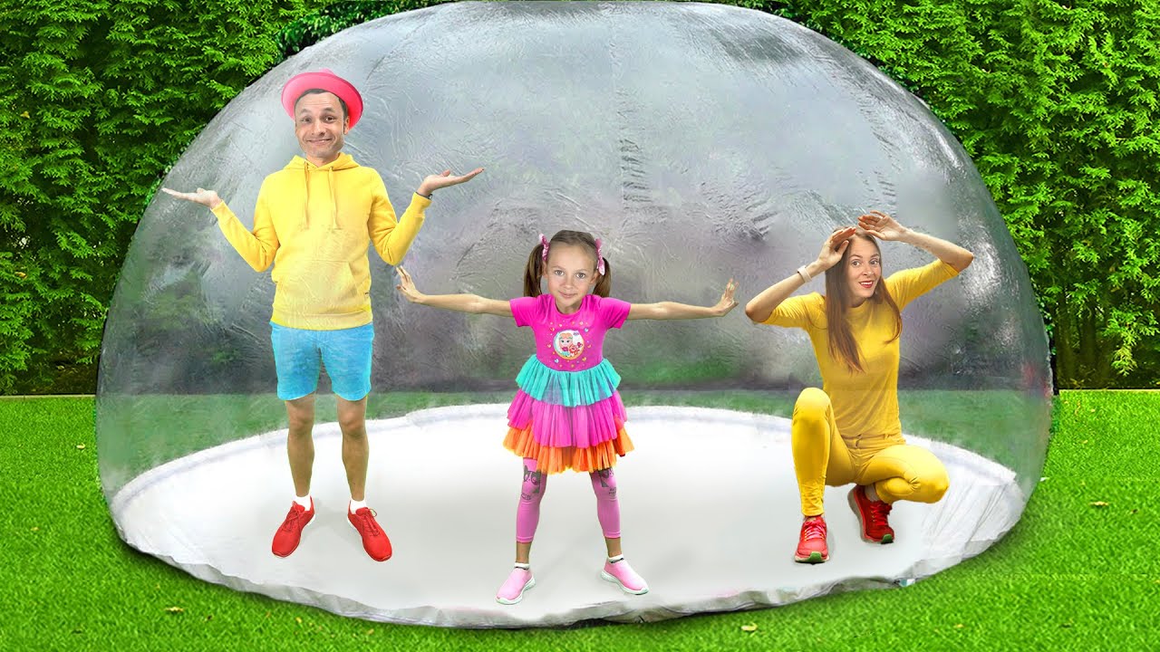 Maya and Mary and Collection Kids Songs with Inflatable House