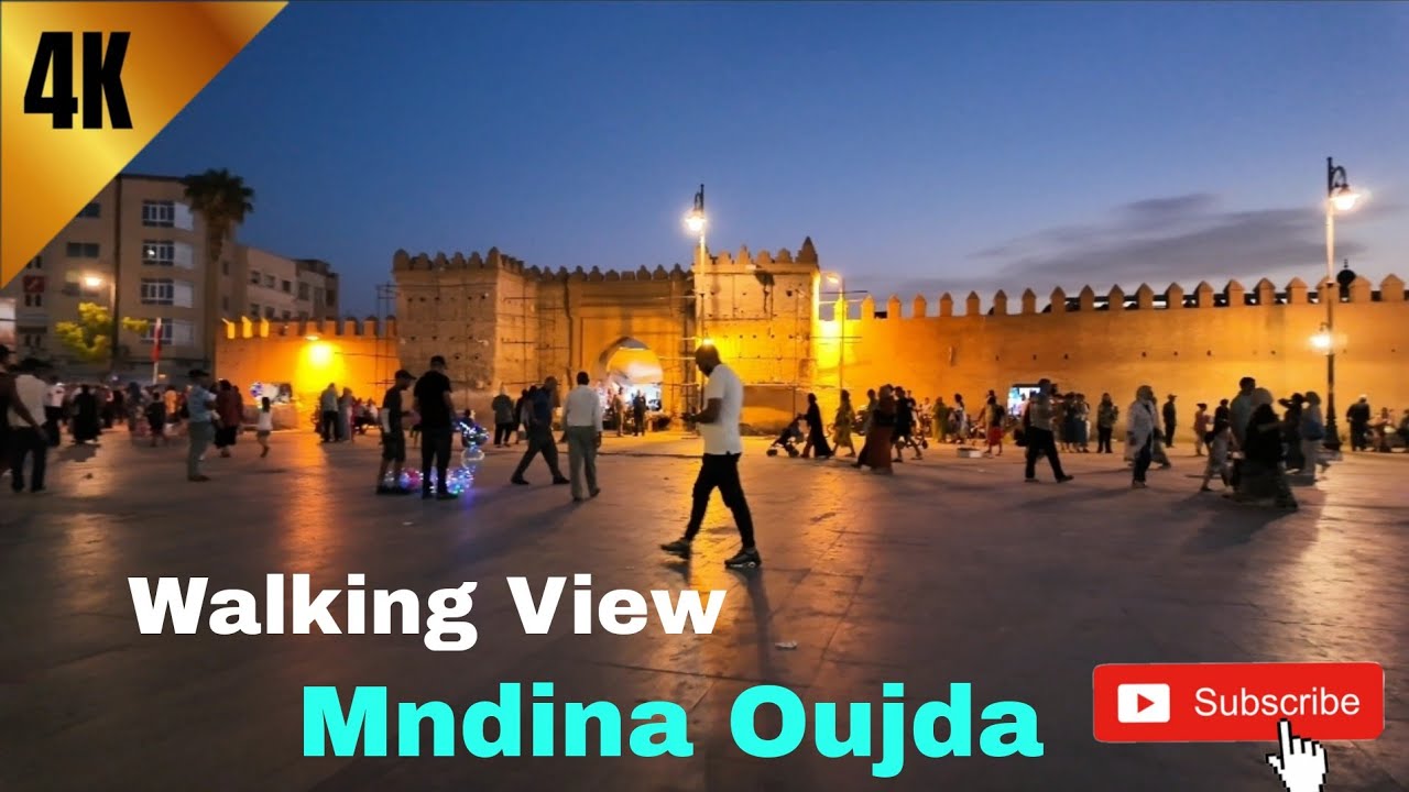 Walking View in the Center of Mndina Oujda at Night | 4K Morocco City ✨️