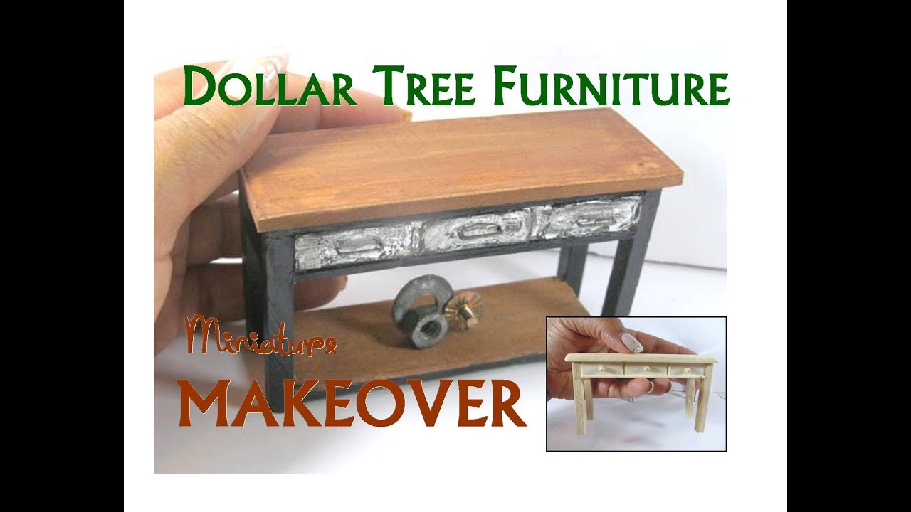 Dollar Tree to Luxury Miniature Furniture Makeover DIY Industrial Console Table
