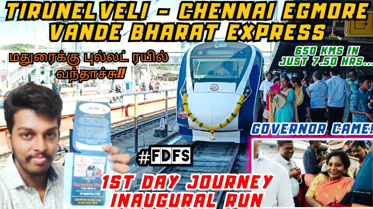TIRUNELVELI VANDE BHARAT EXP 🚄 1st Day Journey | 💥 FDFS Bullet Train Travel Vlog | Adhiban Ganesh