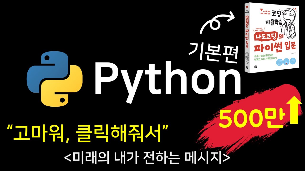 파이썬 코딩 무료 강의 (기본편) - 6시간 뒤면 여러분도 개발자가 될 수 있어요 [나도코딩]