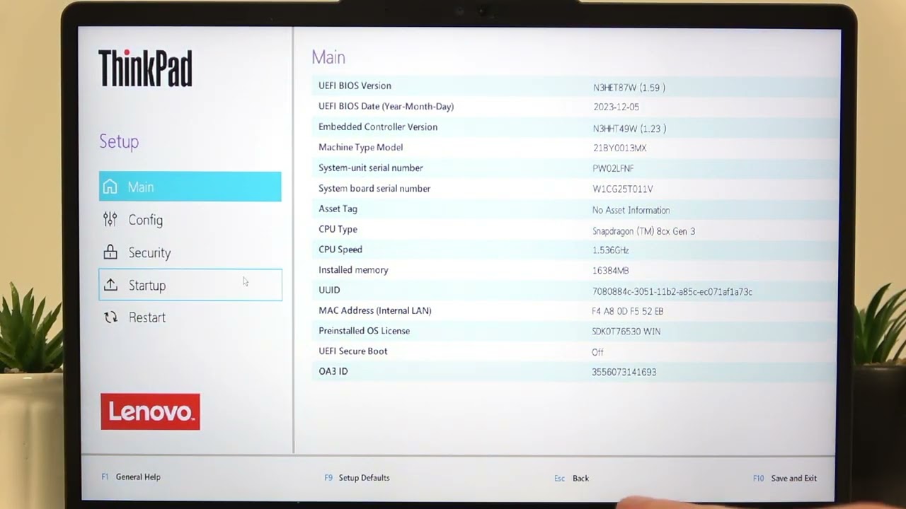 LENOVO ThinkPad X13s &ndash; Как загрузиться с USB-накопителя