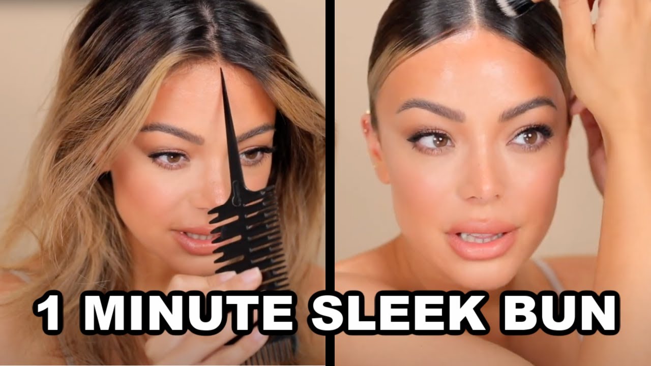HOW TO: ONE MINUTE SLEEK SHINY BUN TUTORIAL - POSTPONE YOUR HAIR WASH! - Dilan Sabah