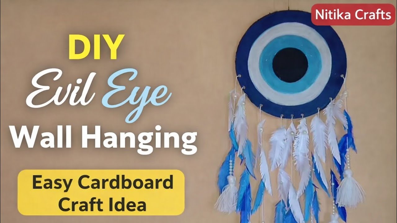 Cardboard Se Beautiful Evil Eye Wall Hanging | Easy DIY Wall Decor Craft | Best Out of Waste |