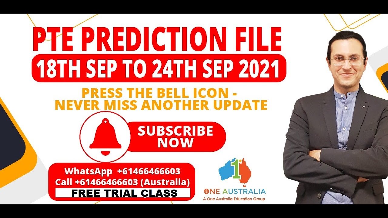 Weekly PTE Prediction File | High Repetition 18th Sep - 24th Sep 2022 | A One Australia PTE Coaching